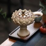 🕯️ Quemador de incienso loto tallado a mano, decoración retro de cerámica - Imagen 6