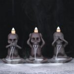🕯️ Soporte Cerámico para Incienso Calavera y Cascada (Juego de 3) - Imagen 6