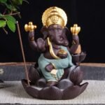 🕉️ Quemador de Incienso Ganesha de Cerámica Verde - Imagen 6