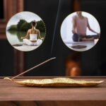 🪔 Quemador de Incienso SWYSGS en Forma de Hoja - 28 cm (Dorado/Bronce) - Imagen 5